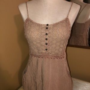 earthbound brown spaghetti strap dress